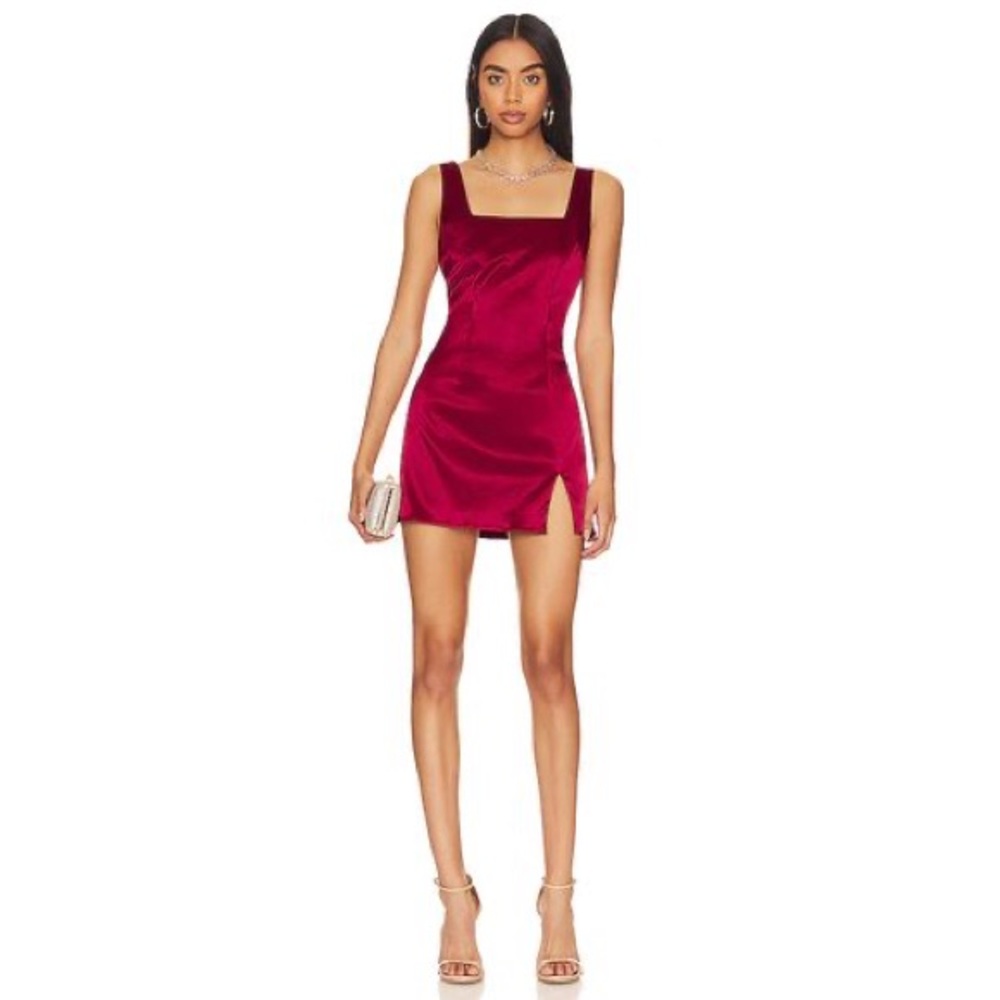 Revolve More to Come Red Wine Silk Mini Dress